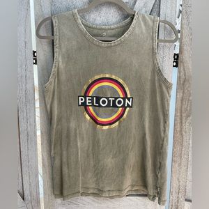 Peloton Olive Muscle Tank Side Slit Medium Women's Shirt Work Out Yoga Spin